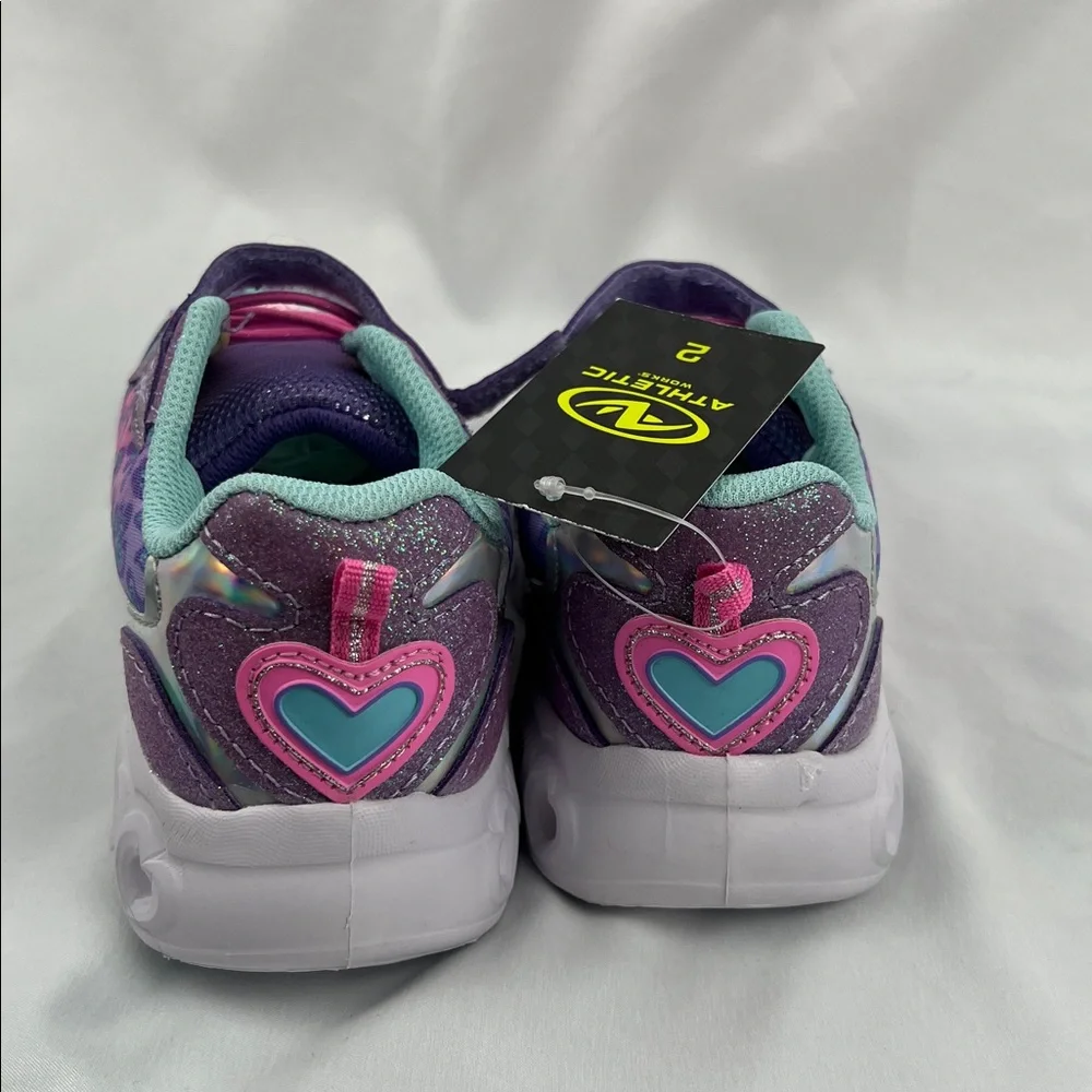 Athletic Works - Girl’s Light Up shoes - Size 2 - Pink Purple Leopard - NWT - Picture 6 of 11